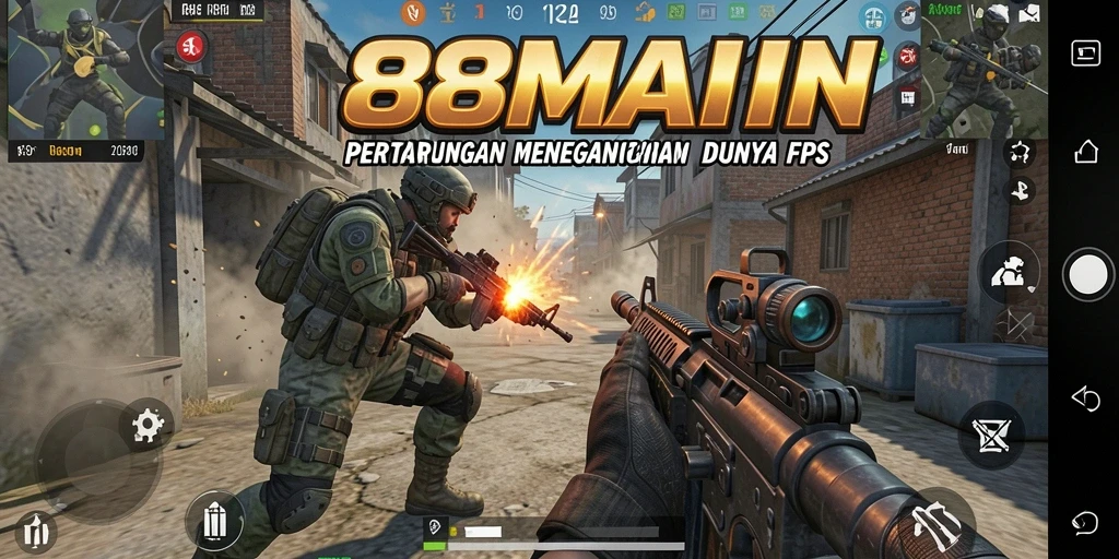 Gameplay mendebarkan dengan aksi pertempuran FPS.