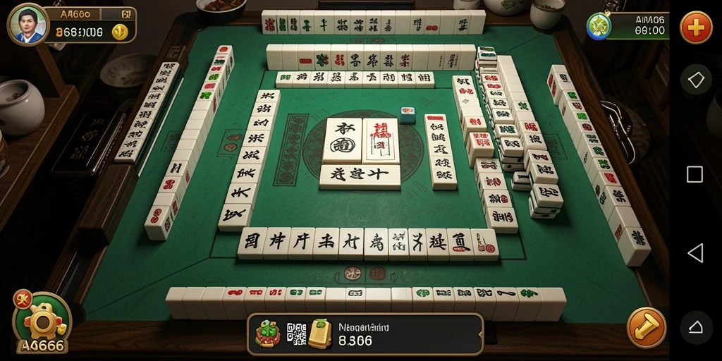Screenshot gameplay AA666 menunjukkan suasana permainan Mahjong yang seru.