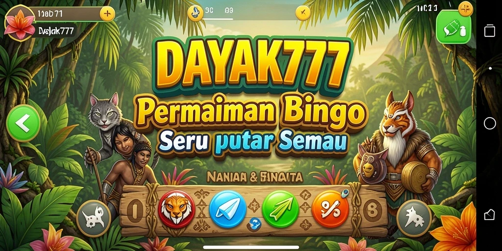 Tampilan gameplay seru di DAYAK777 dengan kartu Bingo yang penuh warna.