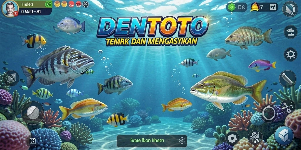 Tampilan gameplay DENTOTO yang menampilkan aksi tembak ikan.
