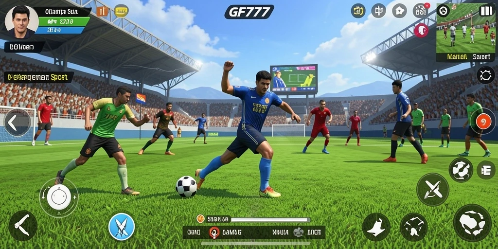 Screenshot gameplay GF777 menampilkan aksi olahraga yang dinamis dan seru.