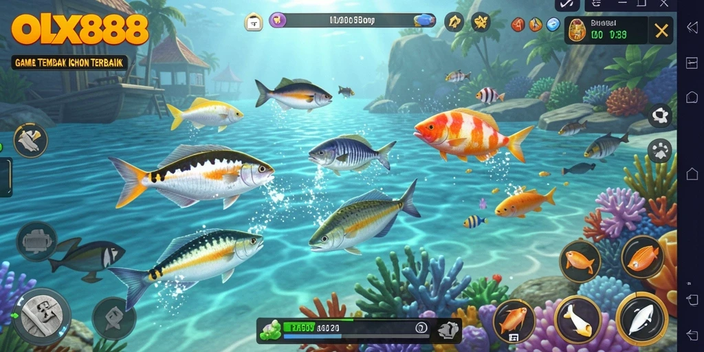 Screenshot menampilkan aksi seru gameplay Tembak Ikan di OLX888.