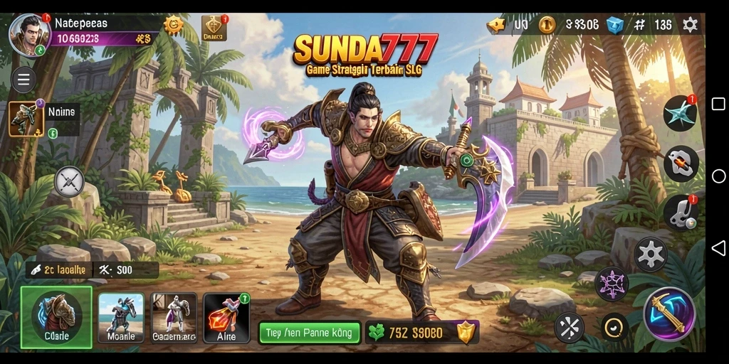 Tampilan gameplay SUNDA777 menampilkan pertempuran strategi yang mendebarkan.