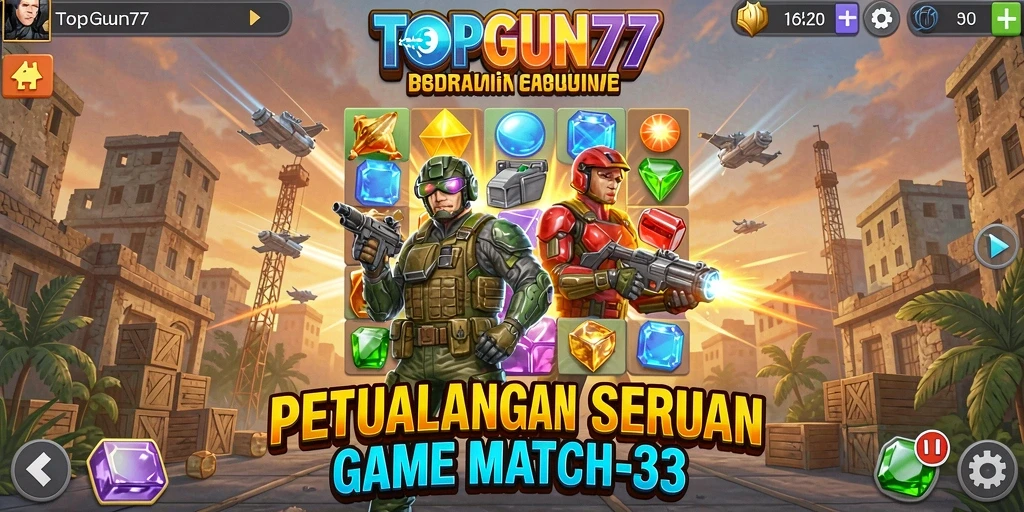 Gambaran gameplay seru dari TOPGUN77 dalam menjelajahi level Match-3.
