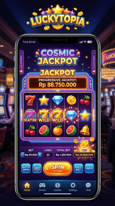 Proses unduh yang cepat di aplikasi Luckytopia.